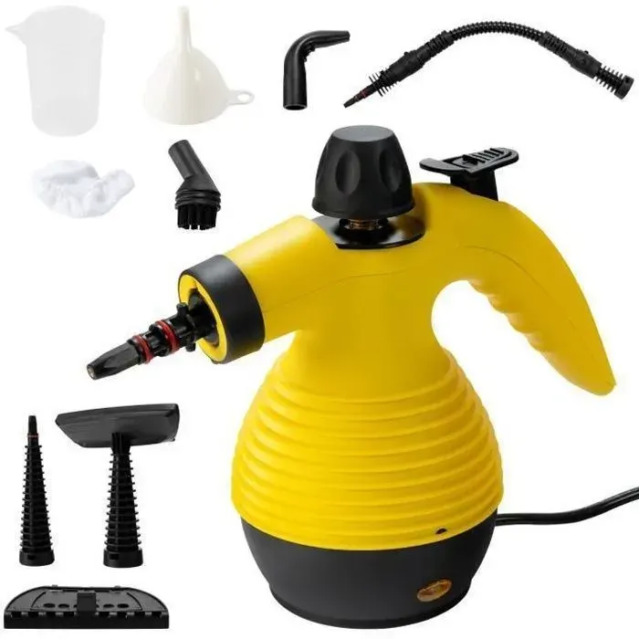 Nettoyeur Vapeur à Main Portable 900-1050W COSTWAY pour Punaises de Lit Réservoir dEau 350ML sous Pression 3 Bar Maison/Auto Jaune