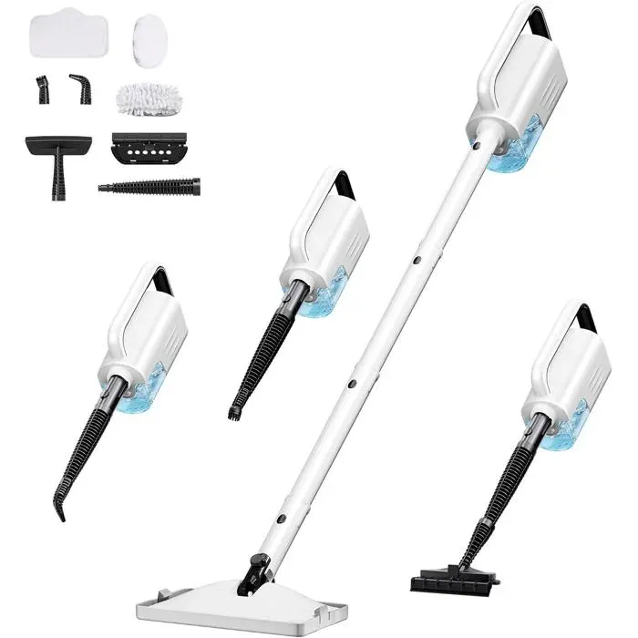 Nettoyeur Vapeur Balai Vapeur Multifonction 8 en 1 pour Sols et Maison 1200W Préchauffage 15s (120°C) Élimine 99.9% des Bactérie