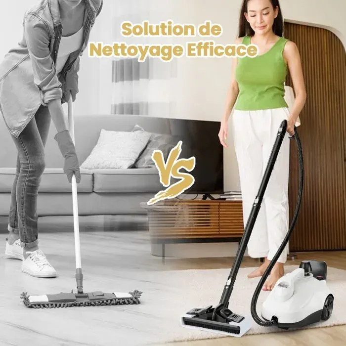 Nettoyeur vapeur blanc 2000W avec réservoir 18 L pression 5 bars et 160 C pour cuisine salle de bain et sols