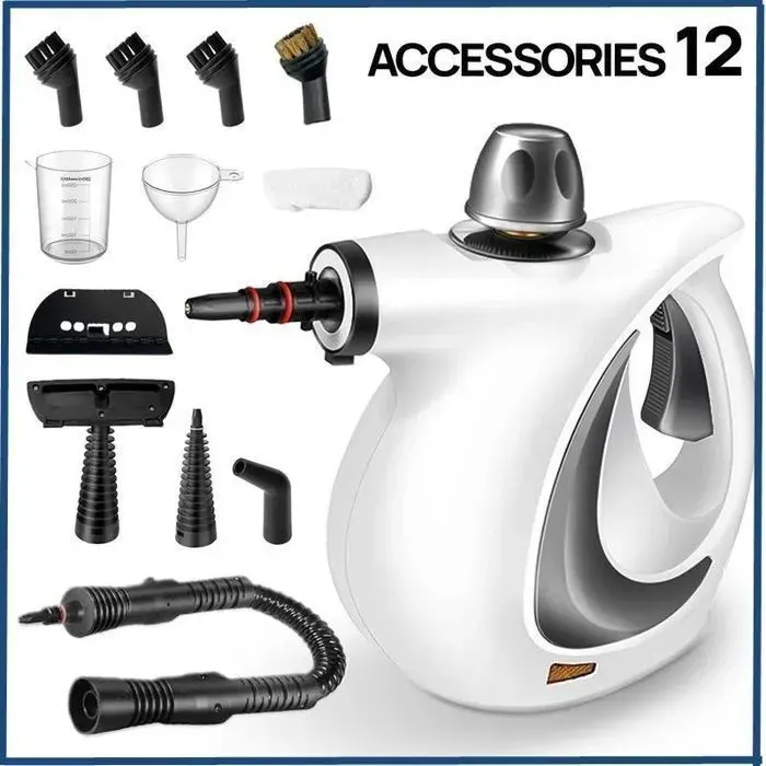 Nettoyeur Vapeur Électrique 115°C 500ml Nettoyeur Vapeur à Main Portable 15min Autonomie Maison Auto Cuisine Ménage Profond