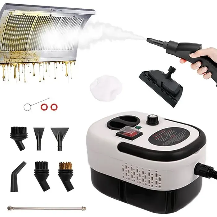 Nettoyeur Vapeur Haute Pression 30 Bar 2500W Nettoyeur À Vapeur Portatif Avec 6 Têtes 1200Ml Réservoir DEau De Grande Capacité