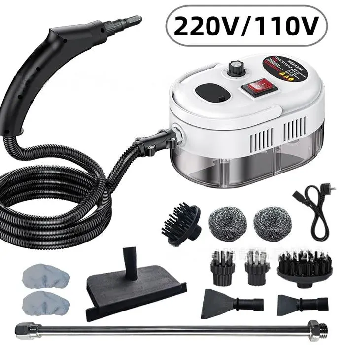 Nettoyeur vapeur haute pression portable 1500W haute température avec ensemble luxe 13 pièces pour maison Blanc
