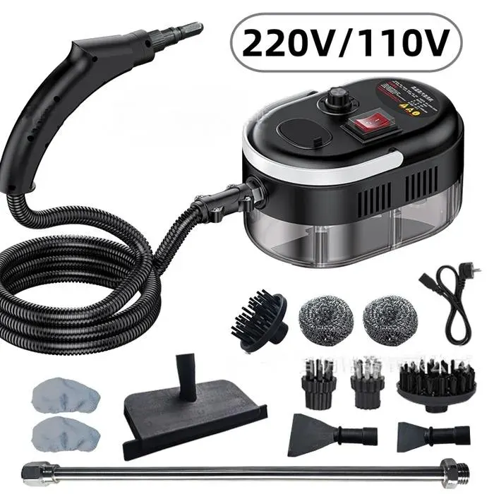 Nettoyeur vapeur haute pression portable 1500W haute température avec ensemble luxe 13 pièces pour maison Noir