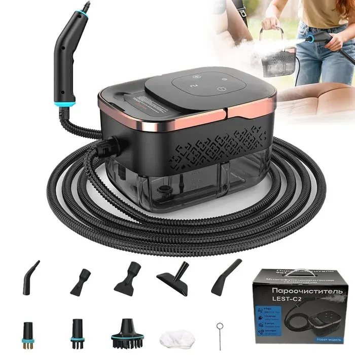 Nettoyeur Vapeur Haute Pression6 vitessesréservoir deau 1250ML Chauffage Rapide 15Savec 10 accessoirespour Nettoyer Les