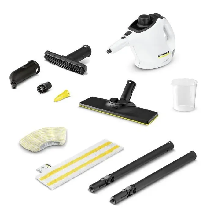 Nettoyeur vapeur Karcher SC 1 Easy Fix + kit sol - Balai vapeur 2 en 1 - 1200 W - 3 bars - Elimine jusqua 99.99 % des