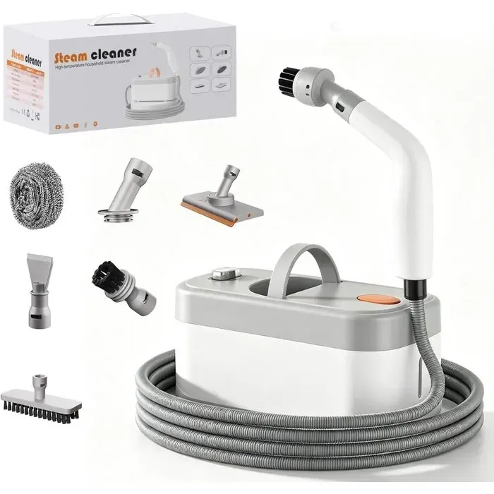 Nettoyeur Vapeur Portable 120℃ Réservoir 850ML Préchauffage en 20s avec 5 Têtes de Brosse Pour Nettoyer La Saleté La Graisse