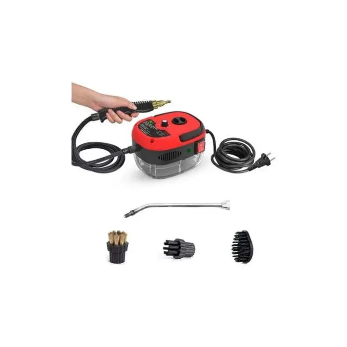 Nettoyeur vapeur portable 1500 W – Pression 3 bars – Température 105 °C – 3 têtes de brosse pour surfaces variées – Prise UE