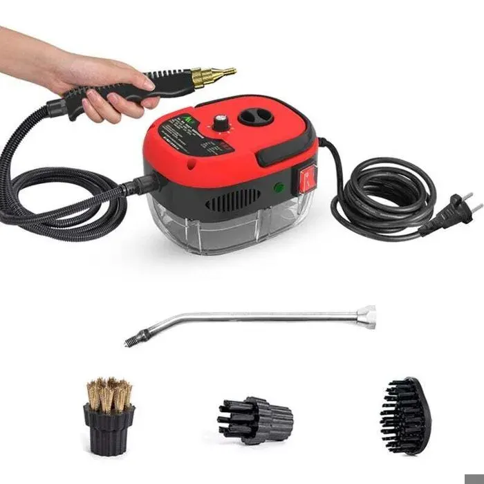 Nettoyeur vapeur portable 1500 W – Pression 3 bars – Température 105 °C – 3 têtes de brosse pour surfaces variées – Prise UE