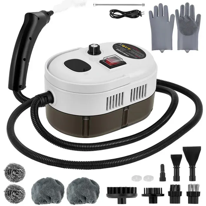 Nettoyeur Vapeur Portable 2500 W 4.5 Bar1200 ml Réservoir6 Vitesses-15 s Préchauffage - Idéal pour Voiture Cuisine Sols