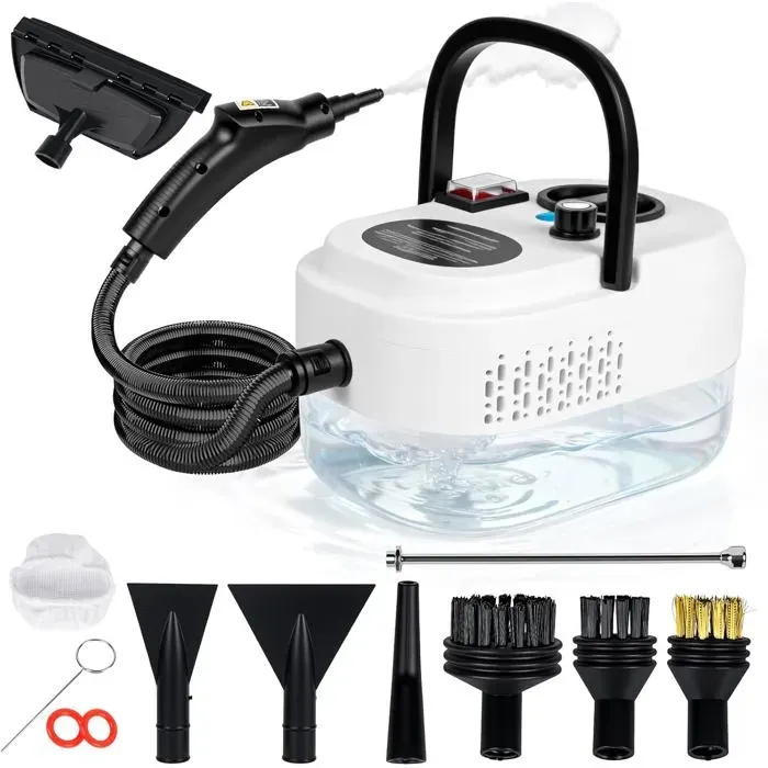 Nettoyeur Vapeur Portable 2500W - 4.5 Bar Pression - 6 Niveaux Réglables - 15S Chauffage Rapide - Réservoir 1200Ml - Idéal Voiture