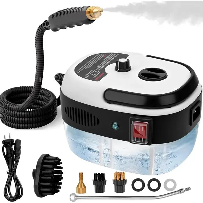 Nettoyeur vapeur portable 2500W chauffage 20 s 6 niveaux réglables réservoir 1000 ml nettoyage canapé carrelage voiture