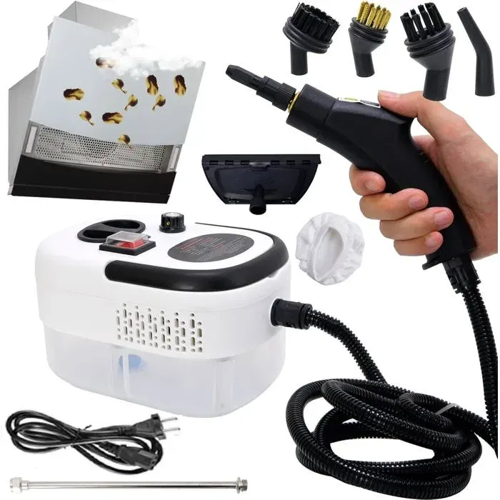 Nettoyeur vapeur portable 2500W réservoir 1200 ml 6 vitesses réglables 3 brosses nettoyage cuisine et salle de bain