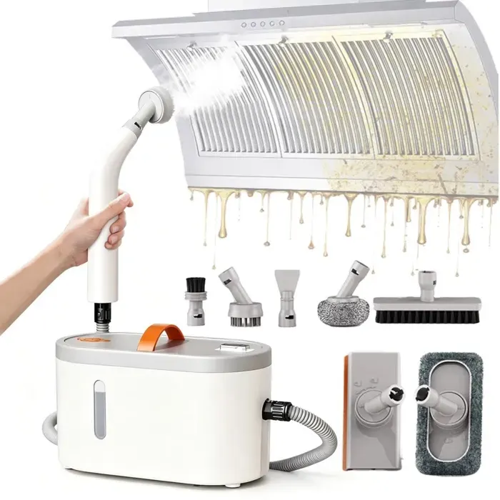 Nettoyeur Vapeur Portable de 750 ml 1200 W Désinfection à 120 °C Chauffant en 15 S pour Climatiseurs Cuisines et Hottes Aspirantes