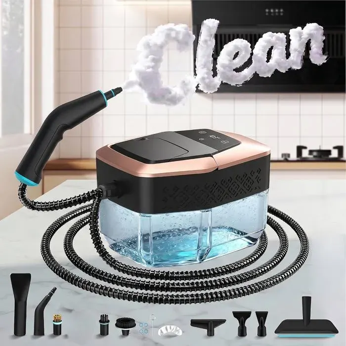 Nettoyeur vapeur portable électrique 18 L - 6 niveaux de réglage 105°C 4 bars chauffage 15 s écran LCD