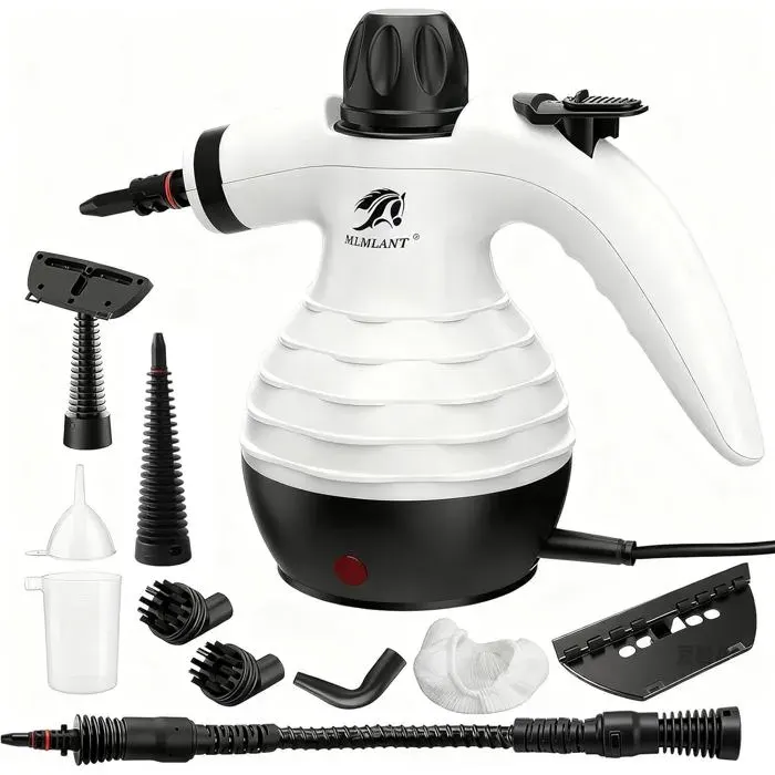Nettoyeur vapeur portable multifonction avec verrouillage de sécurité et kit daccessoires de 10pcconvient pour tapiscanapés