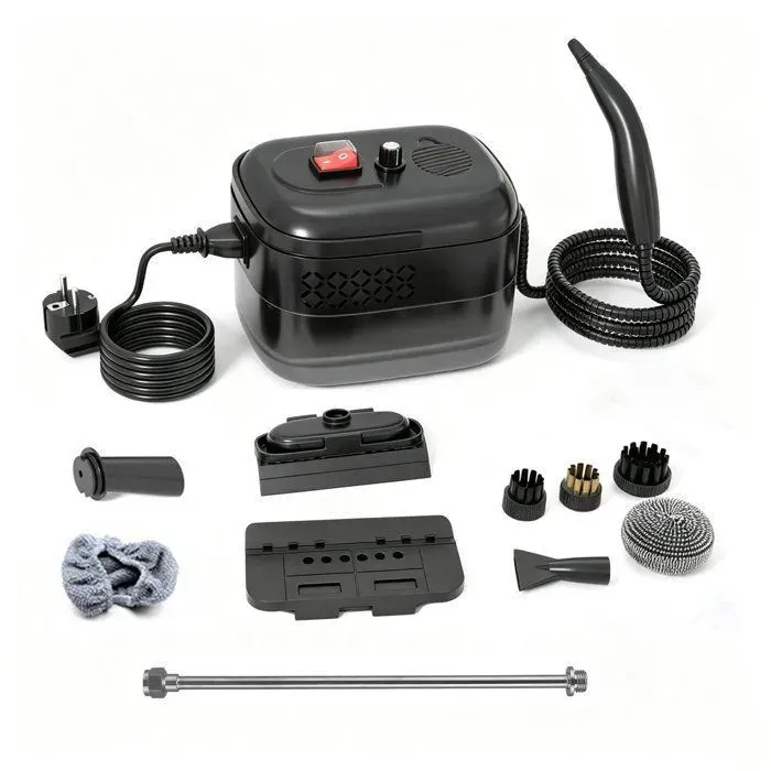 Nettoyeur vapeur portable6 niveaux de réglage réservoir de 1400mlpréchauffage en 15 secondes idéal pour le nettoyage 8 buses