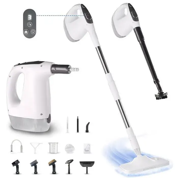 Nettoyeur Vapeur Portatif 1200W 500ML avec Serpillère - Multifonction pour Fenêtres Cuisine Sols - Prêt en 15s