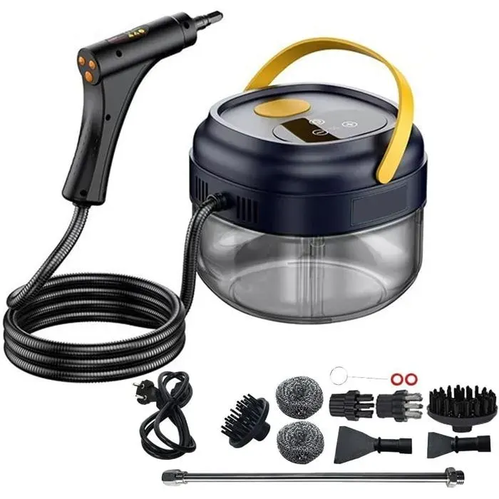 Nettoyeur Vapeur Portatif 1800W Steam Cleaner pour La Maison 1700ML Réservoir deau pour Fenêtres Cuisine Sol 105℃/221℉- noir