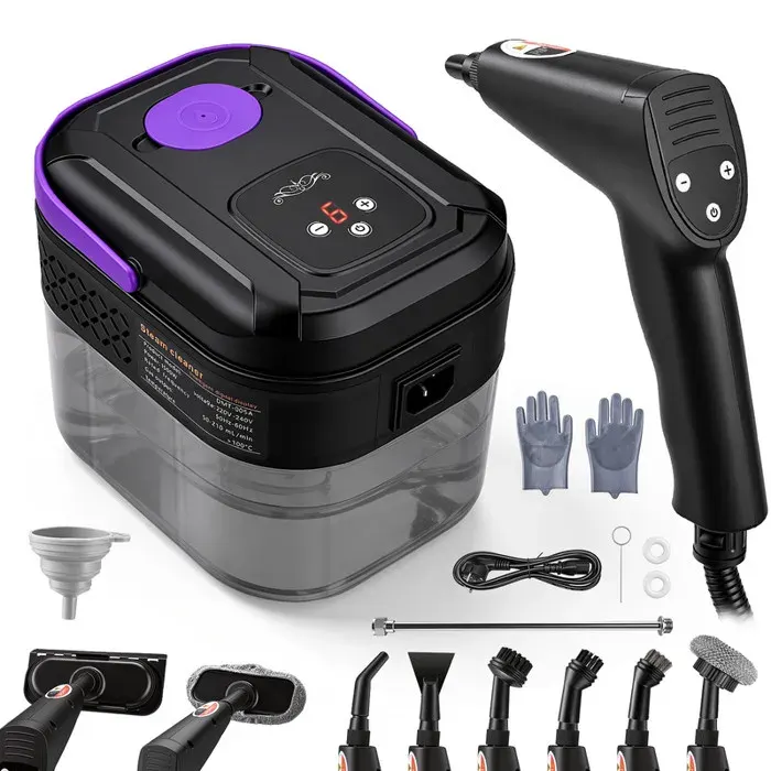 Nettoyeur Vapeur Portatif 2500W Chauffe en 15 s Vapeur 120 °C Sans Produits Chimiques 6 Débits Réglables Réservoir 1700ml