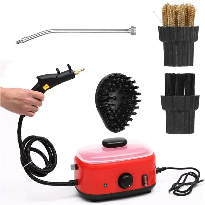 Nettoyeur vapeur portatif - ULISEM - 2500W - Réservoir 1500ML - 6 niveaux réglables - Rouge