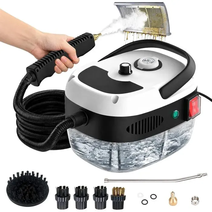 Nettoyeur VapeurNettoyeur à Vapeur Portable 2500W Haute Pression6 Niveaux de RéglageChauffage Rapide 10sRéservoir Deau 1L