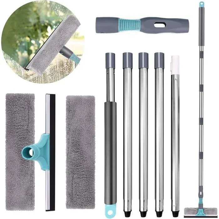 Nettoyeur Vitre 2 En 1 Professionnel Raclette Vitre Avec Manche Telescopique 200Cm Lave Vitre Démontable Kit Pour Vitres Hautes In