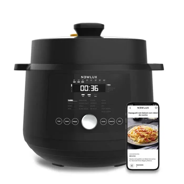Newlux - Cuiseur programmable Noir 6L (1200W) 4 niveaux de pression 17 programmes et 2 niveaux de vapeur