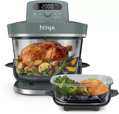 Ninja - Friteuse Sans Huile Crispi Pro 7-En1, 2 Récipients En Verre De 5.7 Et 2.3l, As101eugy, Vert Ash Grey