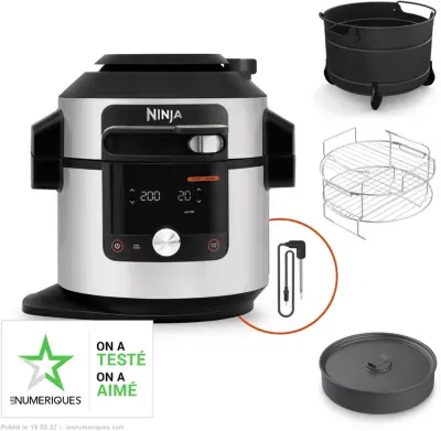 Ninja - Multicuiseur Foodi Max Ol750eu Gris/Noir 7,5 L, 14 Modes De Cuisson Dont Air Fryer