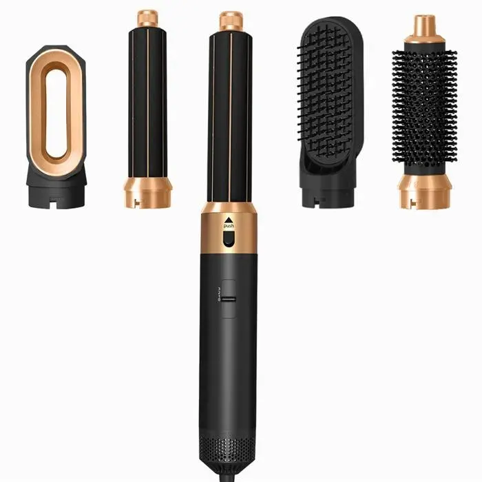 Noir Brosse soufflante 5 en 1 avec ions négatifs 3 températures air chaud boucleur lisseur volume coiffure multifonction