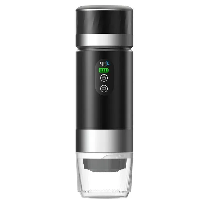 Noir Machine à café portable sans fil avec capsule batterie amovible pompe électrique chauffage intégré métal doré compacte