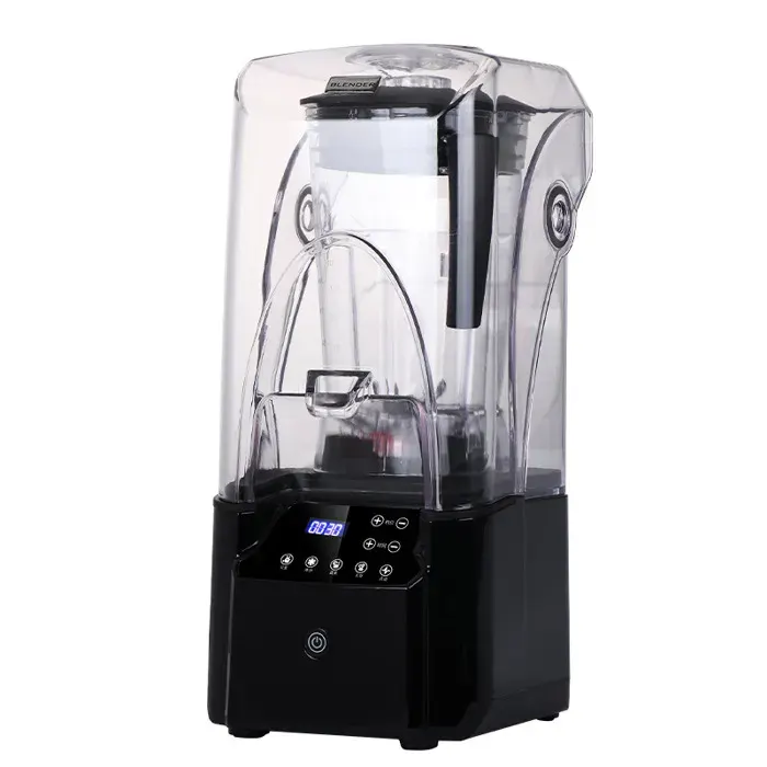 Noir Machine à smoothie silencieuse avec couvercle blender professionnel pour glace pilée cuisine commerciale