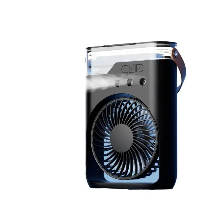 Noir Ventilateur de bureau portable multifonction 3 en 1 mini climatiseur humidificateur brumisateur 5 vitesses rechargeable