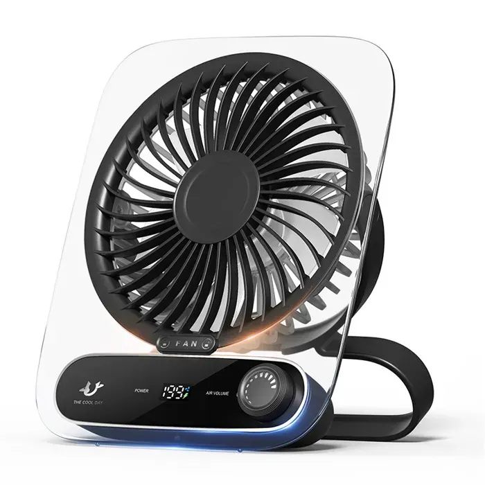 Noir Ventilateur de bureau portable USB silencieux grande puissance mural rechargeable 3000mAh 199 vitesses réglables