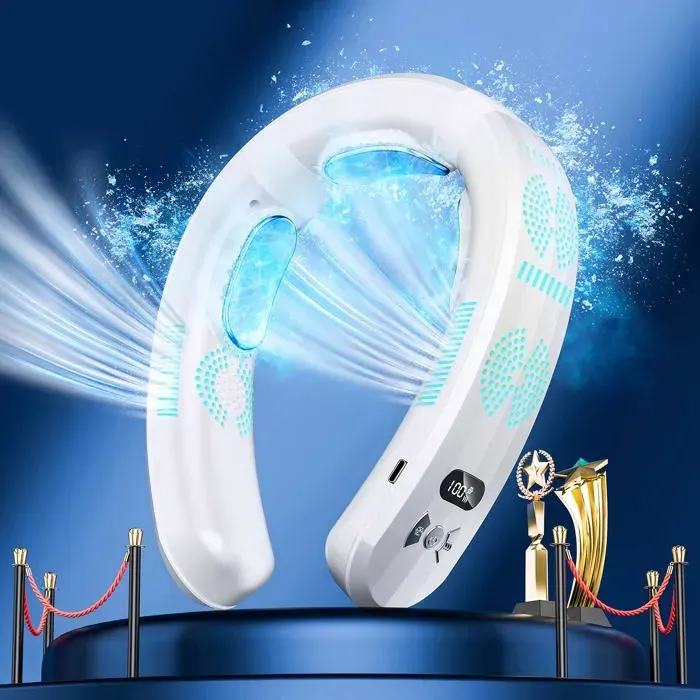 Nouveau climatiseur portable 2026 rechargeable par USB ventilateur de cou suspendu silencieux 3 vitesses 6000 mAh pour le[F8]