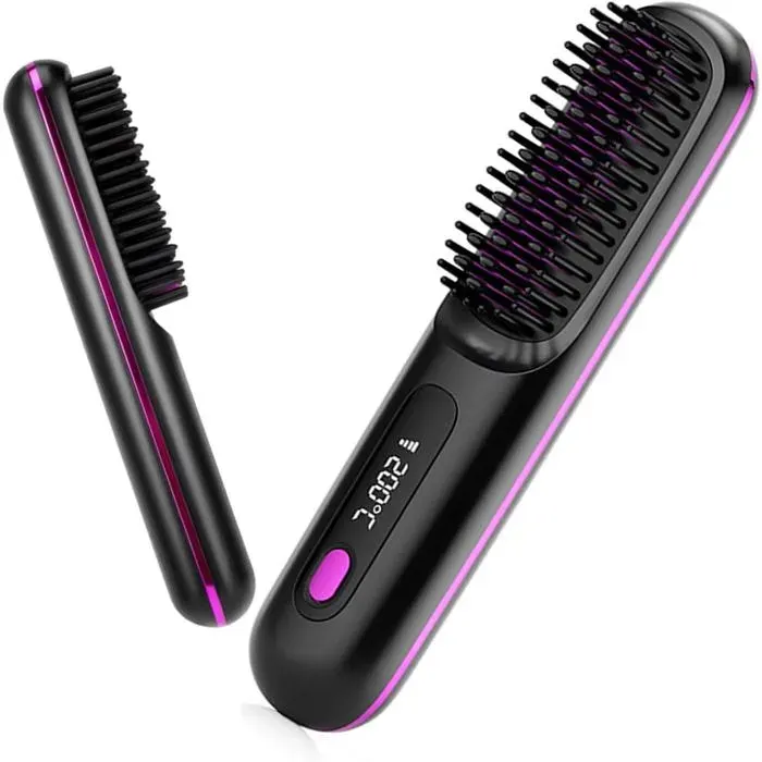Numoya Go Brush Pro Brosse Lissante Portable Peigne Lisseur Cheveux Sans Fil Technologie Ionique Rechargeable Usb Voyage 3 Ré[Z136]