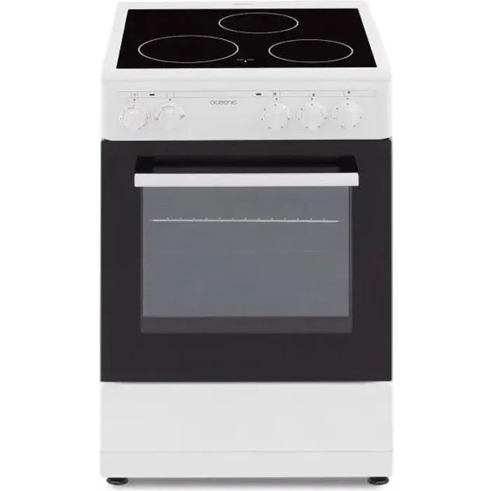 OCEANIC Cuisinière vitrocéramique 50 x50 - four convection naturelle - four 48L - blanc