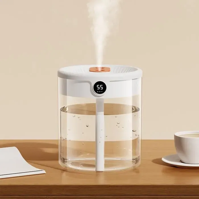 OMABETA humidificateur pour chambre à coucher Humidificateur dair à double buse 2L electromenager humidificateur Blanc