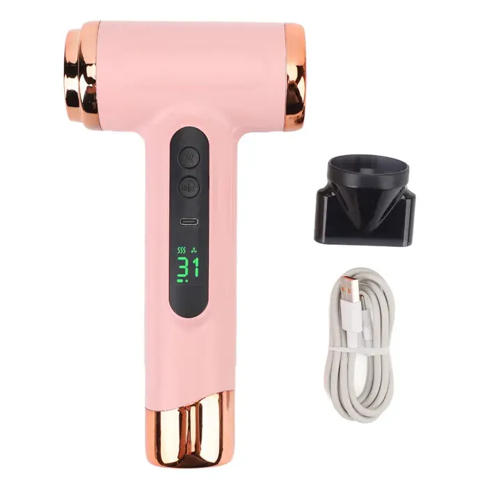 OMABETA sèche-cheveux portable Sèche-cheveux sans fil 15000mAh sèche-cheveux rechargeable USB portable informatique pack Blanc Rose