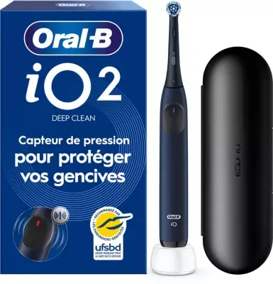 Oral-B - Brosse À Dents Électrique Io2 Marine Blue Deep Clean + Travel Case