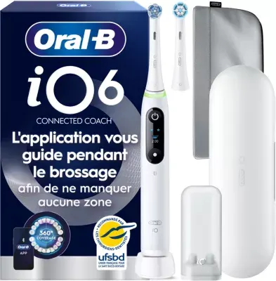 Oral-B - Brosse À Dents Électrique Io6 Series White Luxe Edition