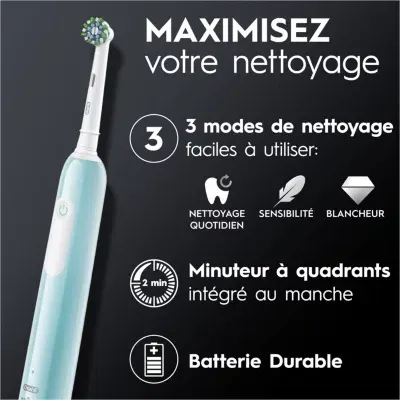 Oral-B - Brosse À Dents Électrique Pro 1 Bleue Sensitive Clean — vue 4