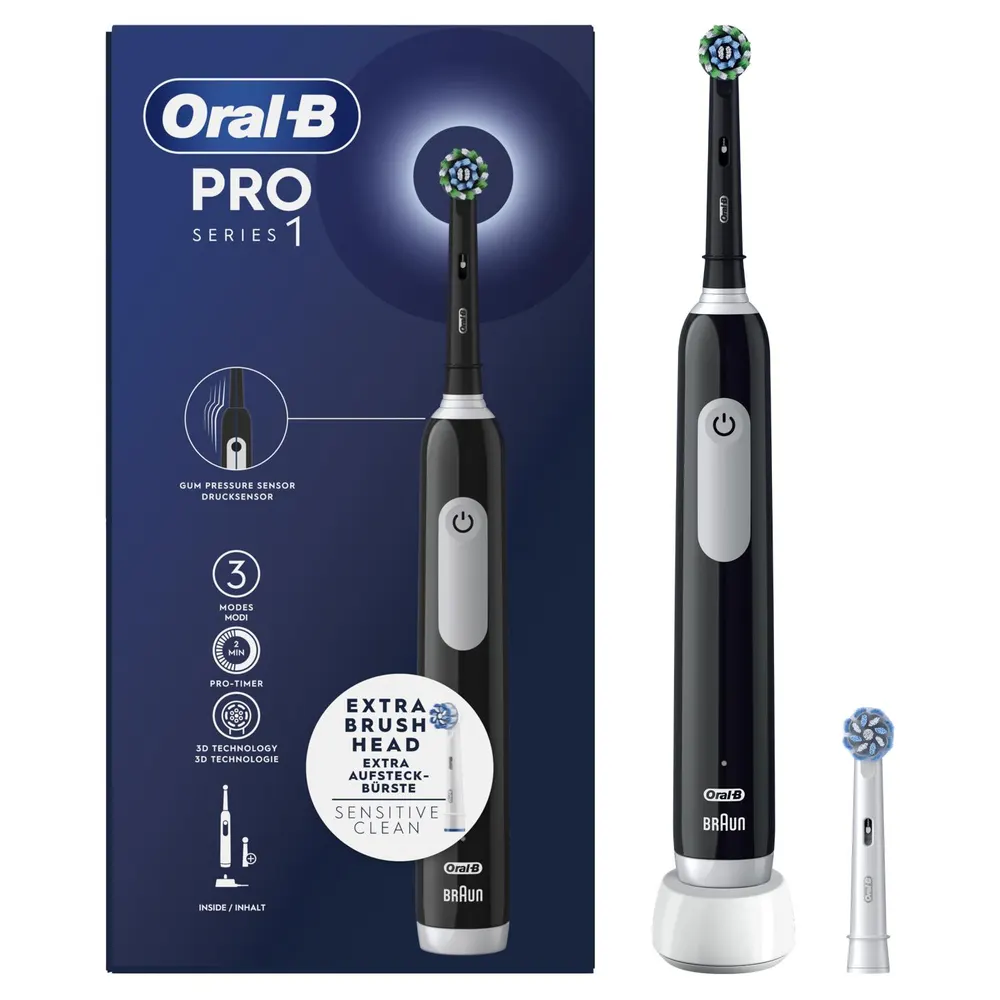 Oral-B - Brosse À Dents Électrique Pro 1 Noire Cross Action + 1 Bros — vue 2