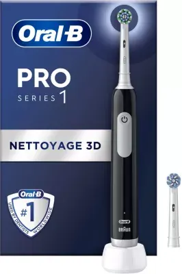 Oral-B - Brosse À Dents Électrique Pro 1 Noire Cross Action + 1 Bros