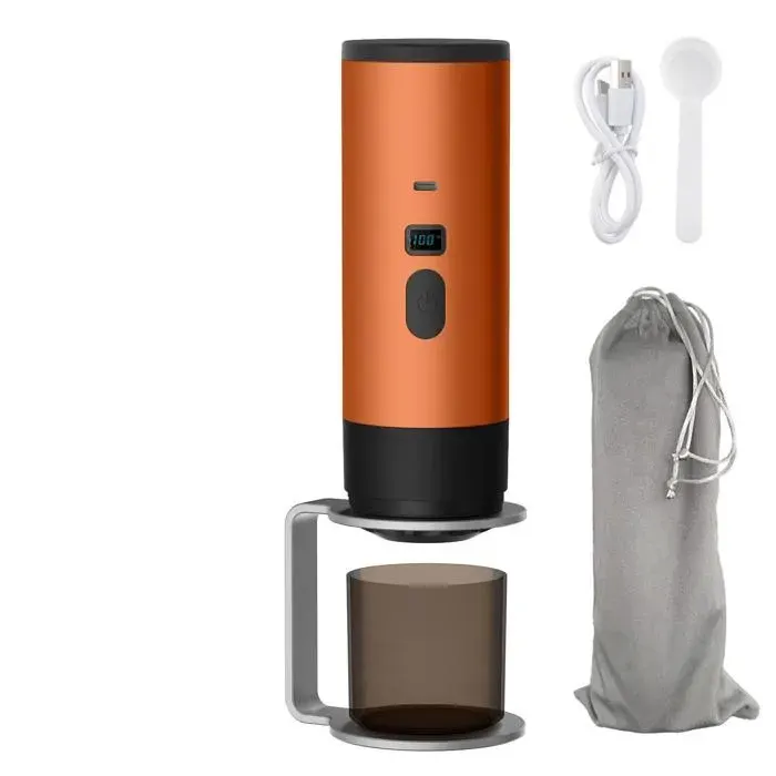 Orange Machine à café portable capsules espresso électrique mini 15Bar cafetière chauffante USB maison voitureavec support inclus