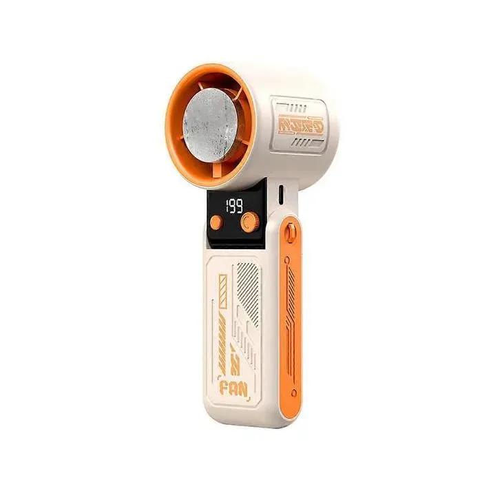 (Orange)Portable Handheld Fan with Ice Cooling Foldable Turbo Fan with Ice Cooler Powerful Mini Personal Hand Held Fan