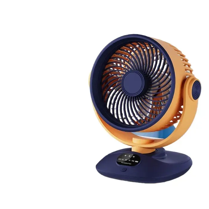 Orange Ventilateur de bureau portable USB oscillant 120° 3 vitesses silencieux écran LED batterie longue durée réglable 360°