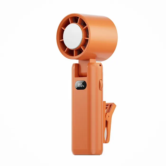 Orange Ventilateur portable mini pliable à clip refroidissement rapide grande puissance bureau tour de cou multifonction léger