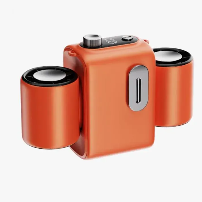 Orange Ventilateur portatif USB réfrigérant double moteur à clipser à la taille 7200mAhsilencieux extérieur rafraîchissant