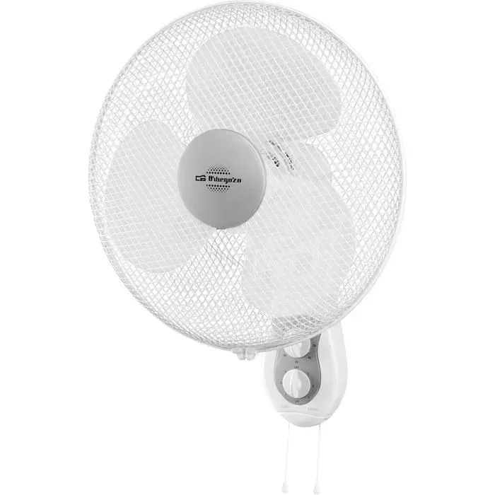 Orbegozo WF 0139 Ventilateur Mural Oscillant 3 Vitesses Minuterie 2H Tête Inclinable Pales 40 cm 40 W Blanc
